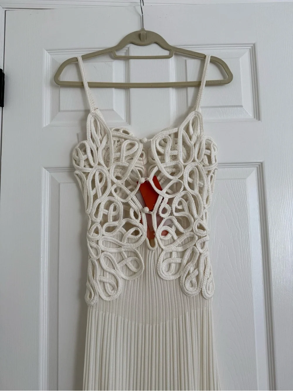 Cult Gaia Nalda Crocheted Semi Sheer Stretch Knit Dress Off White NEW with tags - Picture 5 of 13